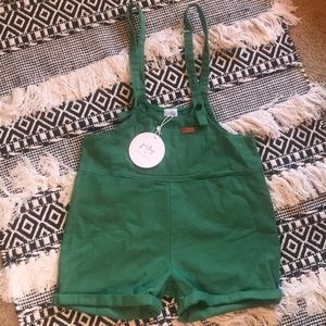 Princess Polly Green Sloan Denim Overalls